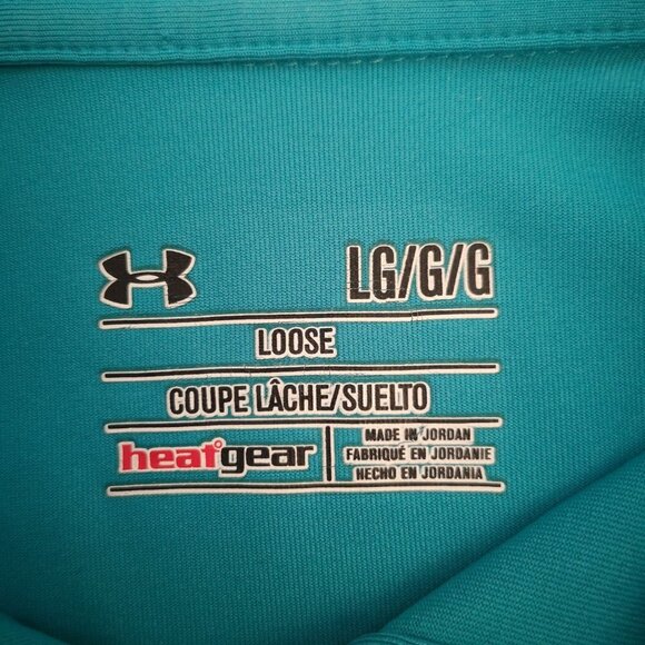 Under Armour Men's Loose Fit Size Large Blue & Black Short Sleeve Polo Shirt - Picture 3 of 14